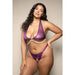 Fantasy Lingerie Opulence Foiled Mesh Halter Bralette with Pearl Underbust & Crotchless Panty Queen Size