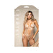 Fantasy Lingerie Opulence Foil Mesh Cut-Out Halter Teddy with Stimulating Pearl & Pearl String M/L