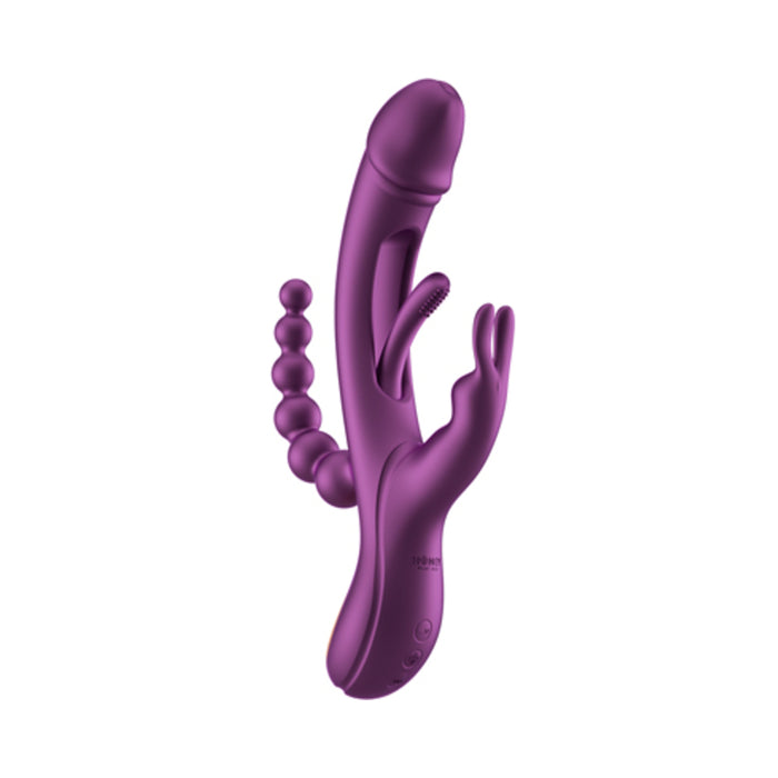 Honey Play Box Trilux Kinky Finger Rabbit Vibrator with Anal Beads Purple