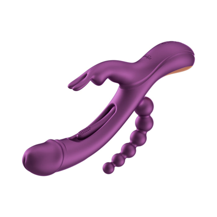 Honey Play Box Trilux Kinky Finger Rabbit Vibrator with Anal Beads Purple