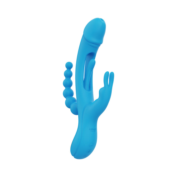 Honey Play Box Trilux Kinky Finger Rabbit Vibrator with Anal Beads Blue