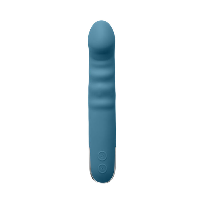 Evolved Queen Of All Trades Rechargeable Silicone Thrusting and Rotating Vibrator Teal
