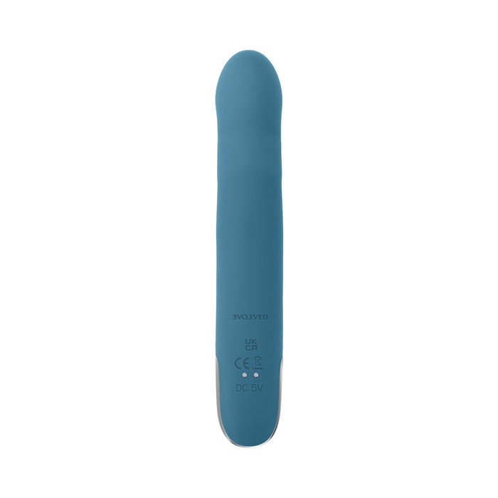 Evolved Queen Of All Trades Rechargeable Silicone Thrusting and Rotating Vibrator Teal
