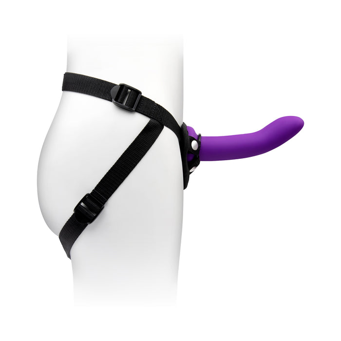 Together Duo Silicone 2-Piece 5.5 in. & 7.75 in. Dildo and Harness Set Purple