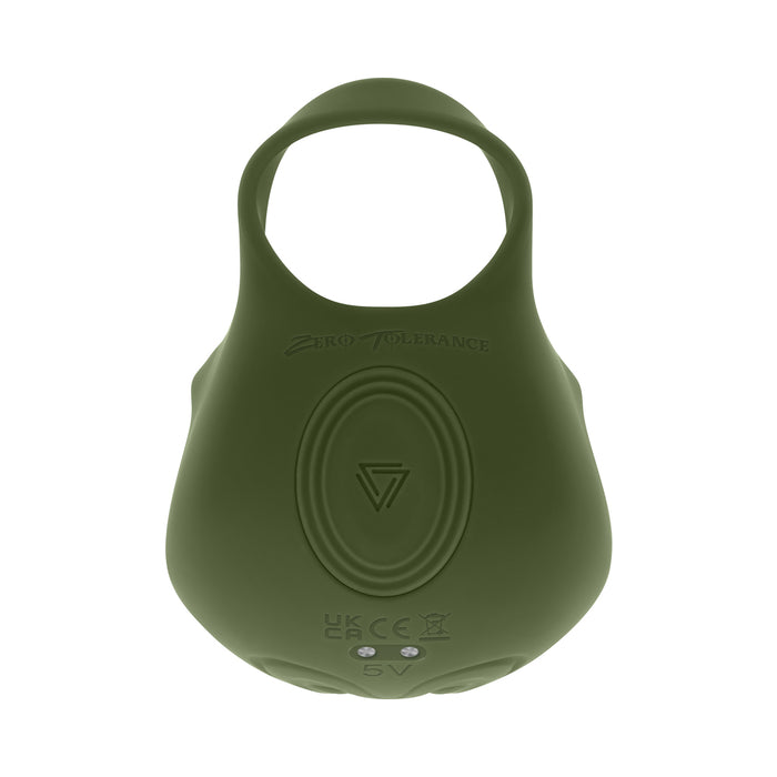 Zero Tolerance Nutty Buddy Rechargeable Cock Ring Stimulator Silicone Green