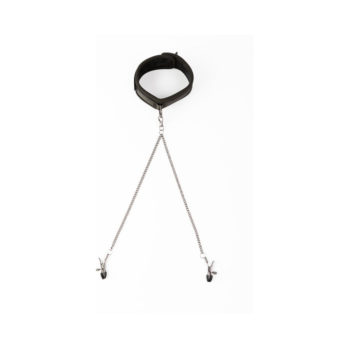 SEI MIO Twin Tweaks Velvet Collar with Nipple Clamps