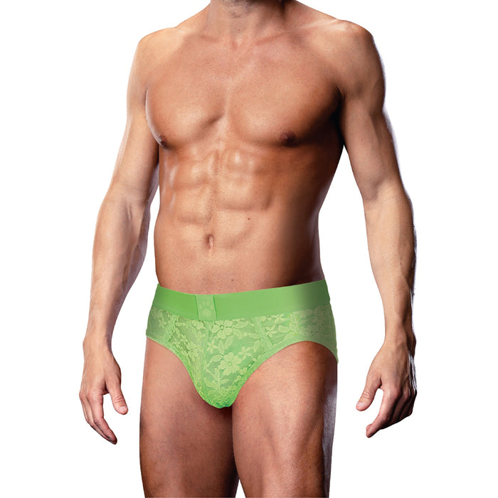 Prowler Lace Open Back Brief Neon Green L