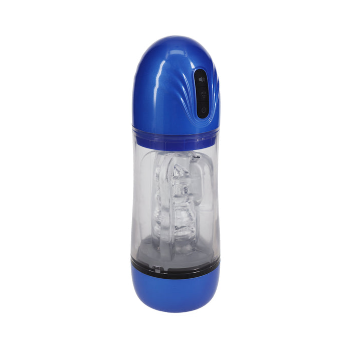 PUMPED SonicPull Masturbator Suction Vibration Multimedia Enhanced Metallic Blue