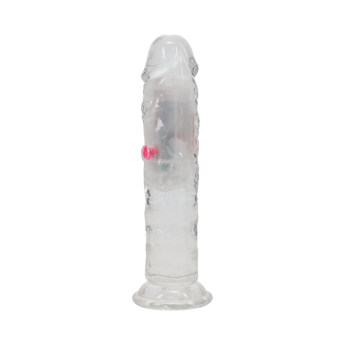 RealRock Wireless Rechargeable Remote Control LED Vibrating 6 in. Dildo Clear