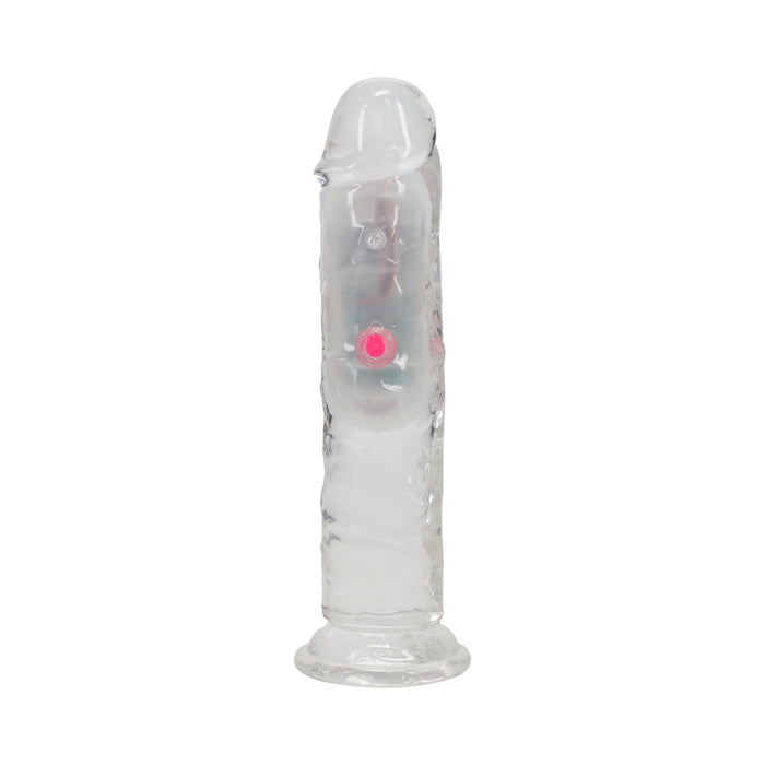 RealRock Wireless Rechargeable Remote Control LED Vibrating 6 in. Dildo Clear