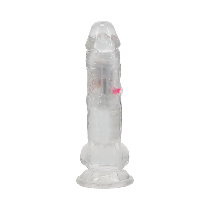 RealRock Wireless Rechargeable Remote Control LED Vibrating 7 in. Dildo with Balls Clear