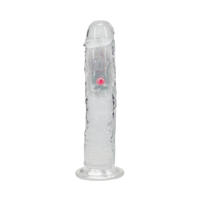 RealRock Wireless Rechargeable Remote Control LED Vibrating 8 in. Dildo Clear