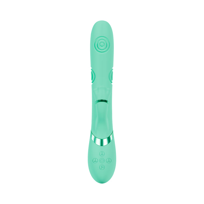 VIVE Fiore Rechargeable G-Spot Air Wave and Tapping Flared Clit Stimulator Green