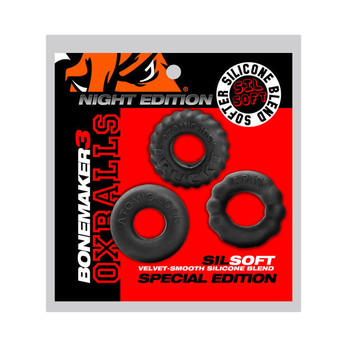 Oxballs Bonemaker 3-Pack Boner Cockring Kit Special Edition Night