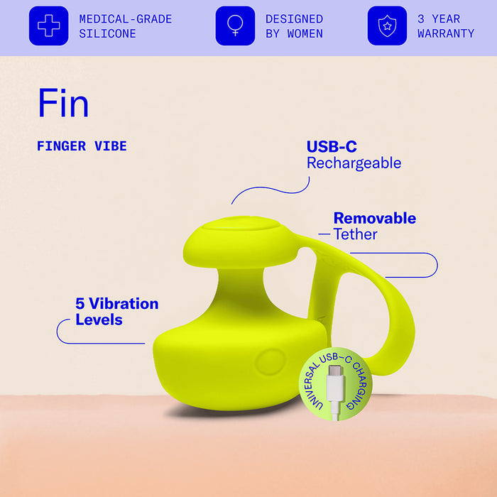 Dame Fin 2.0 Finger Vibrator Citrus