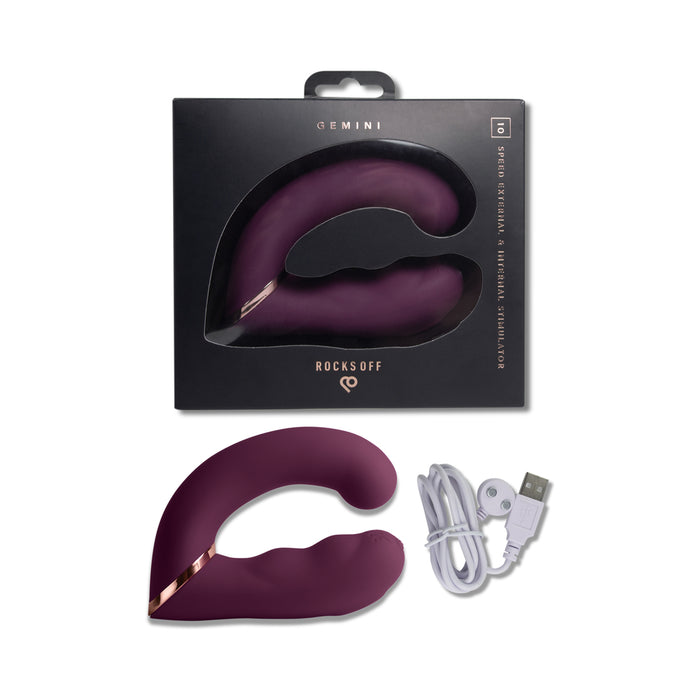 Rocks-Off Gemini Dual Stimulator Burgundy