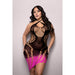 Fantasy Lingerie Vixen Ready Or Not Ombré Knit Asymmetrical Keyhole Halter Dress Black/Pink Queen Size