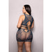 Fantasy Lingerie Vixen At Last Floral Lace Knit Tie-Back Top & Skirt Navy Queen Size