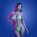 Fantasy Lingerie Glow Mind Control UV Reactive Paneled Underwire Bra & Panty M/L