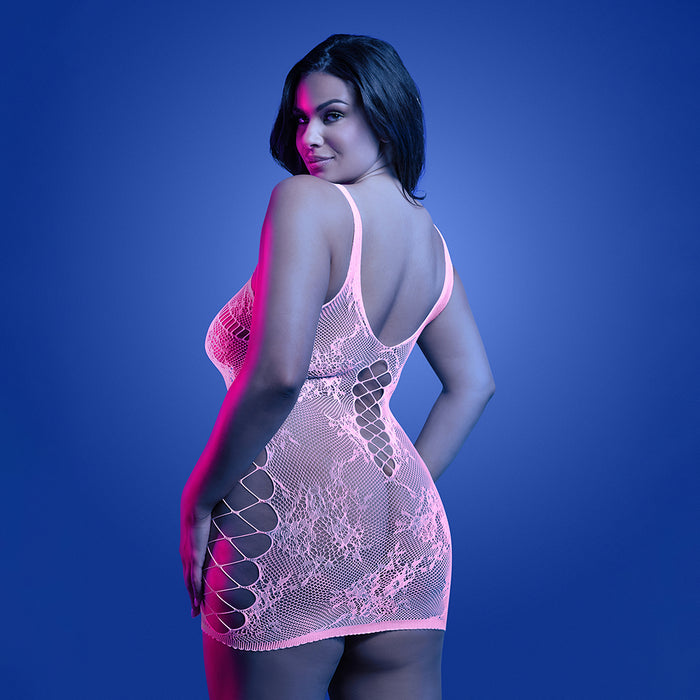Fantasy Lingerie Glow Magnetism Glow-in-the-Dark Lace Knit Dress Queen Size