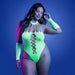 Fantasy Lingerie Glow Pressure Point UV Reactive Rhinestone Teddy & Gloves Queen Size