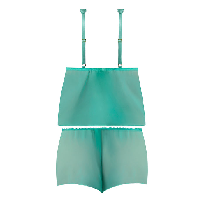 Magic Silk Caribbean Crush Flutter Cami & Short Set Aqua Glow L/XL
