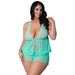 Magic Silk Caribbean Crush Flutter Cami & Short Set Aqua Glow Queen Size