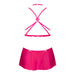 Magic Silk Pink Kink Harness Top, Open Crotch Skirt Panty & Choker Pink Glow L/XL