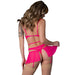 Magic Silk Pink Kink Bralette, High Leg Panty & Garter Skirt Set Pink Glow S/M