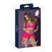 Magic Silk Pink Kink Bralette, High Leg Panty & Garter Skirt Set Pink Glow S/M