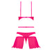 Magic Silk Pink Kink Bralette, High Leg Panty & Garter Skirt Set Pink Glow Queen Size