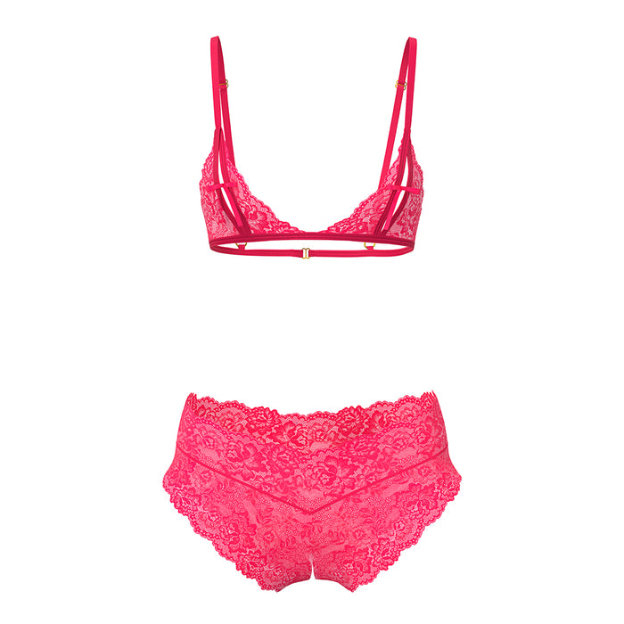 Magic Silk Get It Girl Peek-a-Boo Bralette & Split Crotch Boy Short Diva Pink Queen Size