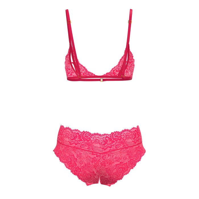 Magic Silk Get It Girl Peek-a-Boo Bralette & Split Crotch Boy Short Diva Pink Queen Size