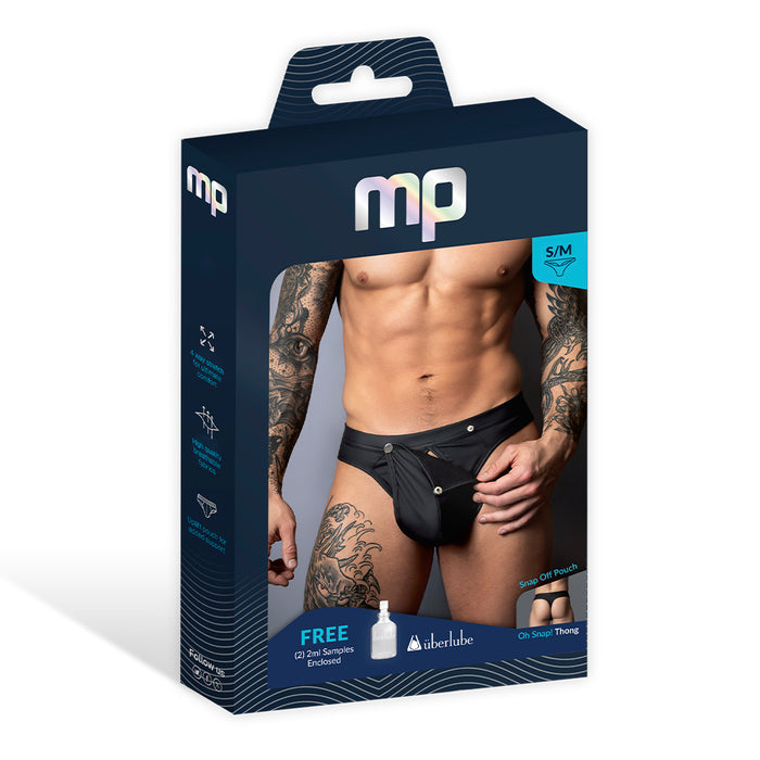 Male Power Oh Snap! Snap off Thong Black L/XL