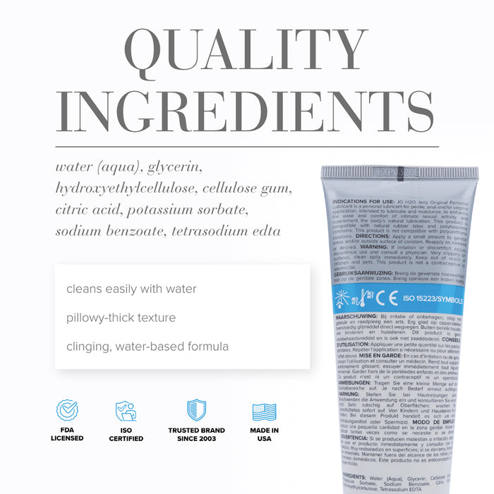 JO H2O Jelly Water-Based Lubricant 4 oz.