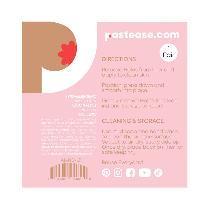 Pastease Halos Reusable Sticky Adhesive Silicone Nipple Cover Light Small A-C Cup