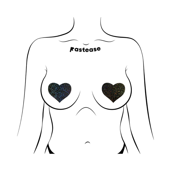 Pastease Love: Black Glitter Hearts Pasties