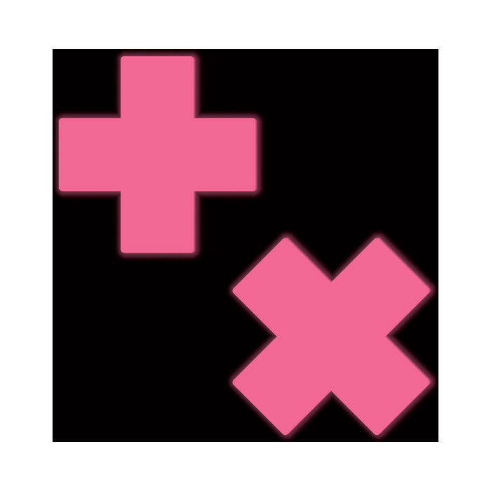 Pastease Plus X: Glow-in-the-Dark Neon Pink Cross Pasties Nipple Covers