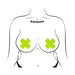 Pastease Plus X: Glow-in-the-Dark Neon Yellow Cross Pasties Nipple Covers