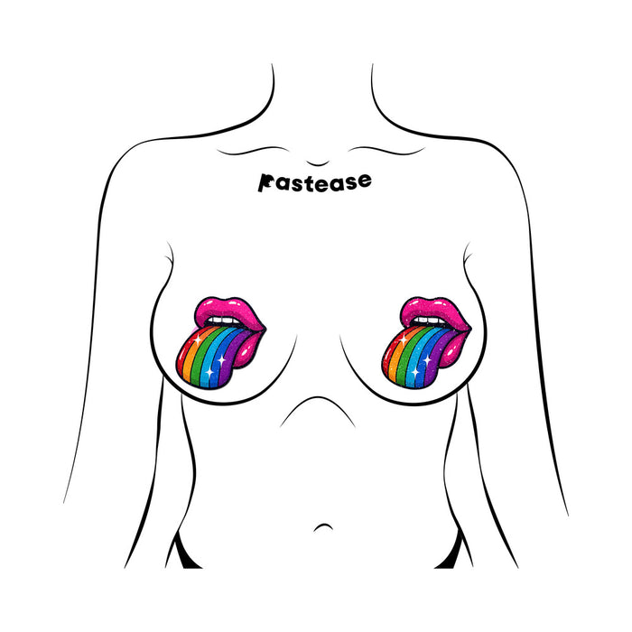 Pastease Taste the Rainbow Sparkling Tongue Out Breast Covers