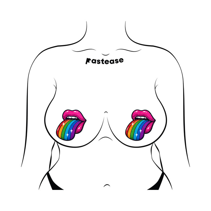 Pastease Taste the Rainbow Sparkling Tongue Out Breast Covers