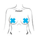Pastease Plus X: Glow-in-the-Dark Neon Turquoise Cross Pasties Nipple Covers