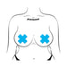 Pastease Plus X: Glow-in-the-Dark Neon Turquoise Cross Pasties Nipple Covers