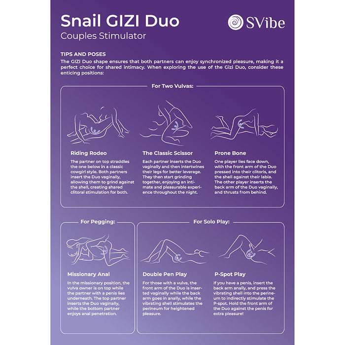 SVibe Snail GIZI Duo Couples Stimulator Lilac