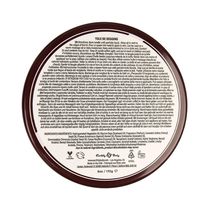 Earthly Body Hemp Seed 3-in-1 Massage Candle Yule Be Begging 6 oz.