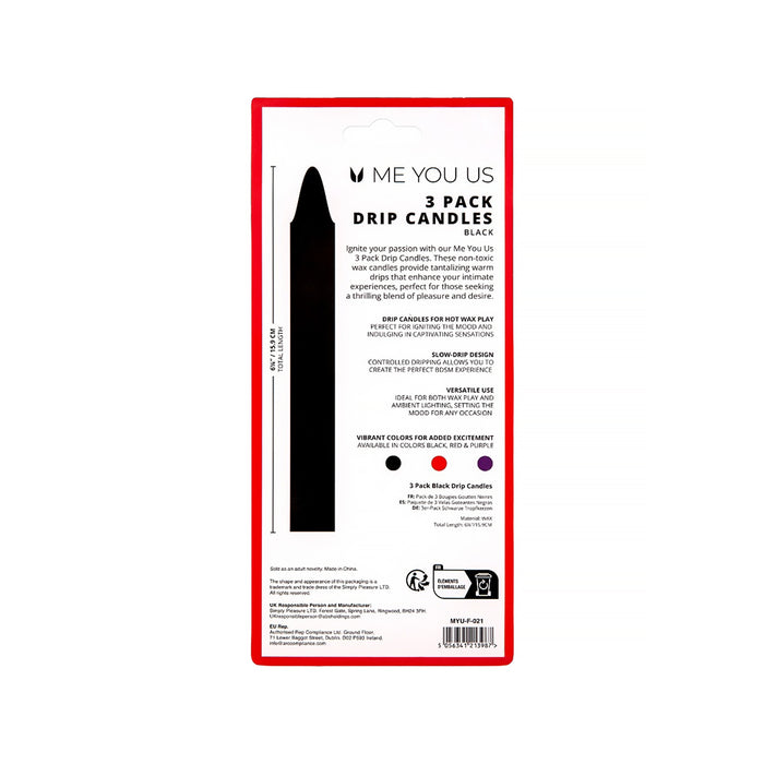 Me You Us Drip Candles 3 Pack Black