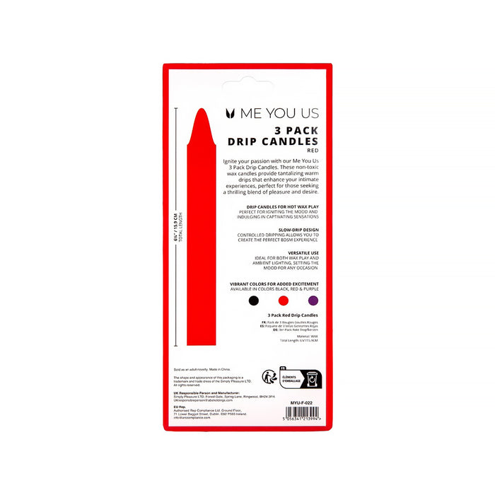Me You Us Drip Candles 3 Pack Red