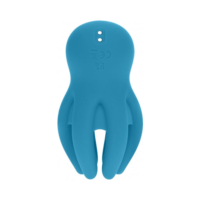 LEVELZ Digital Vibrating Silicone Penis Head Stimulator with Tentacles Teal