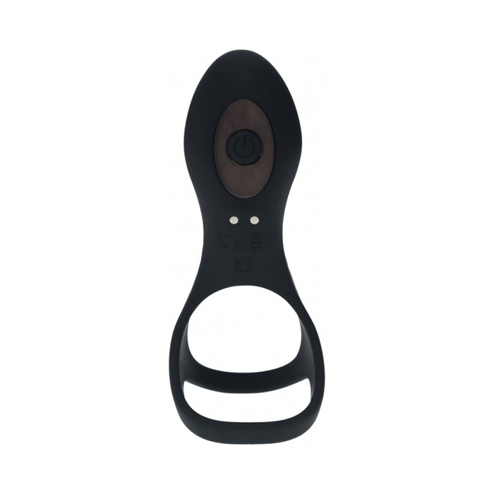 LEVELZ Vibrating Silicone Cock & Ball Ring with Shaft Loop Black