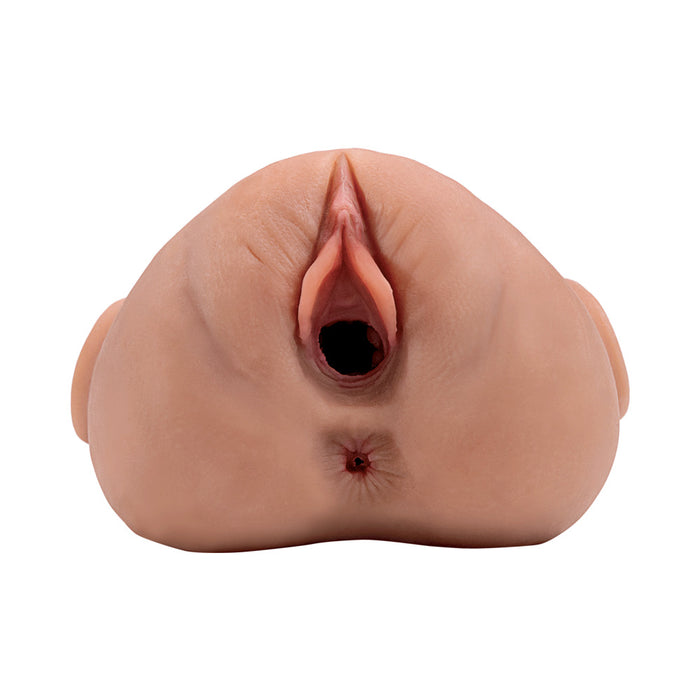 PDX Plus Double Pounder Vibrating Squeeze Stroker Brown